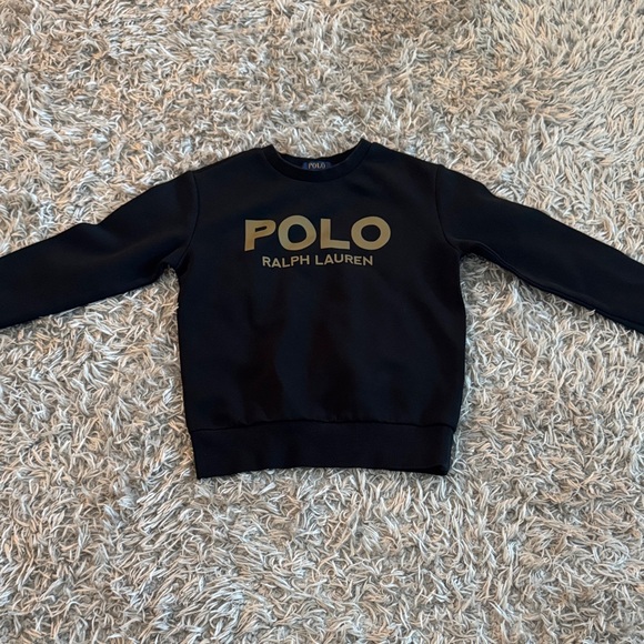 Polo Ralph Lauren Black Gold Logo Pullover Crewneck - Picture 1 of 4